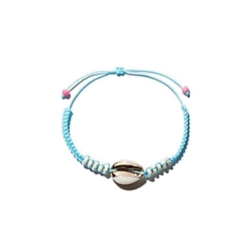 Aqua Puka Shell Adjustable Bracelet Beach Shell Jewelry Boho Style - Picture 1 of 2